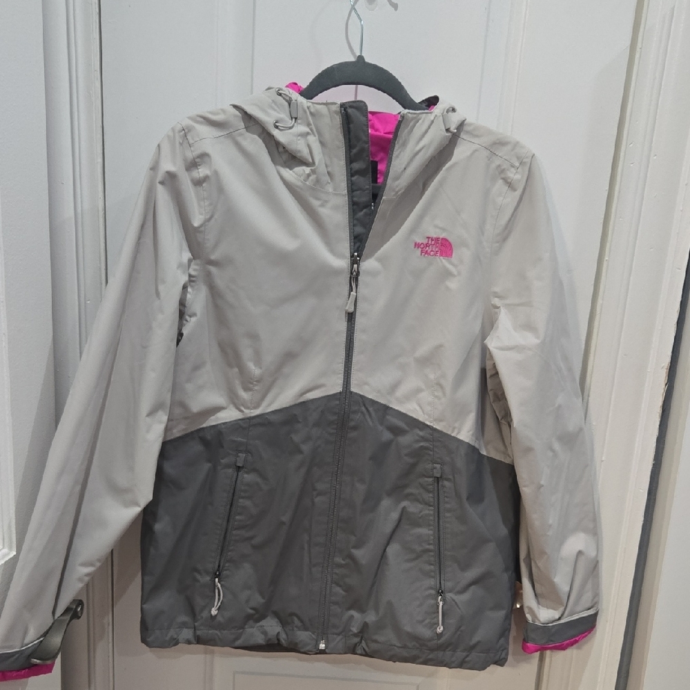 The North Face Gray and Pink Hooded Jacket